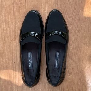 Salvatore Ferragamo Dean Formal Loafer Tuxedo Black Patent Mens US 11